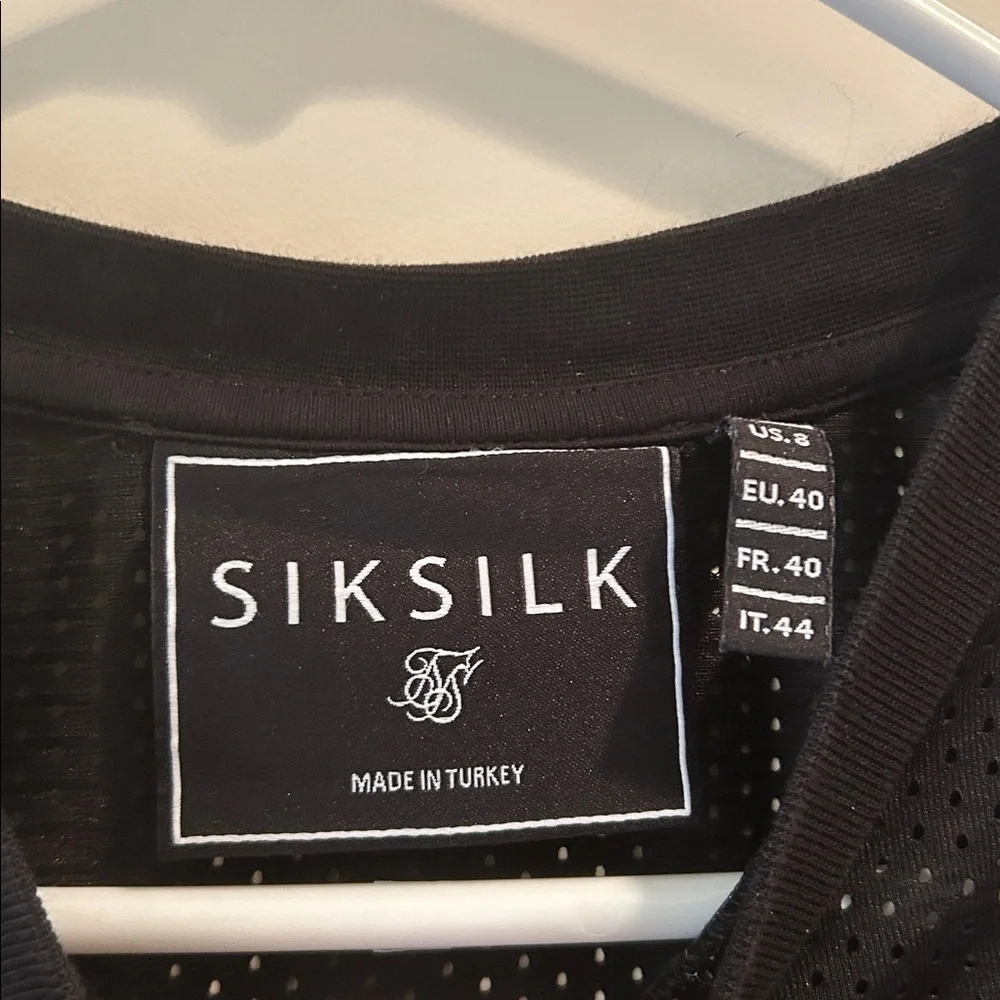 SikSilks Crew Tee Jersey Dress mesh detail embroidered logo short sleeve size 8